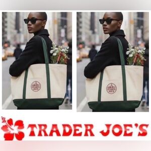 Trader Joe’s large tote bag- set of 2 Green -NWT
